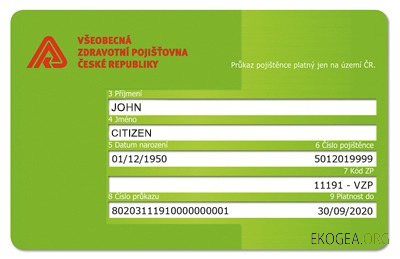 Carte d'assurance maladie de la République tchèque 1 template